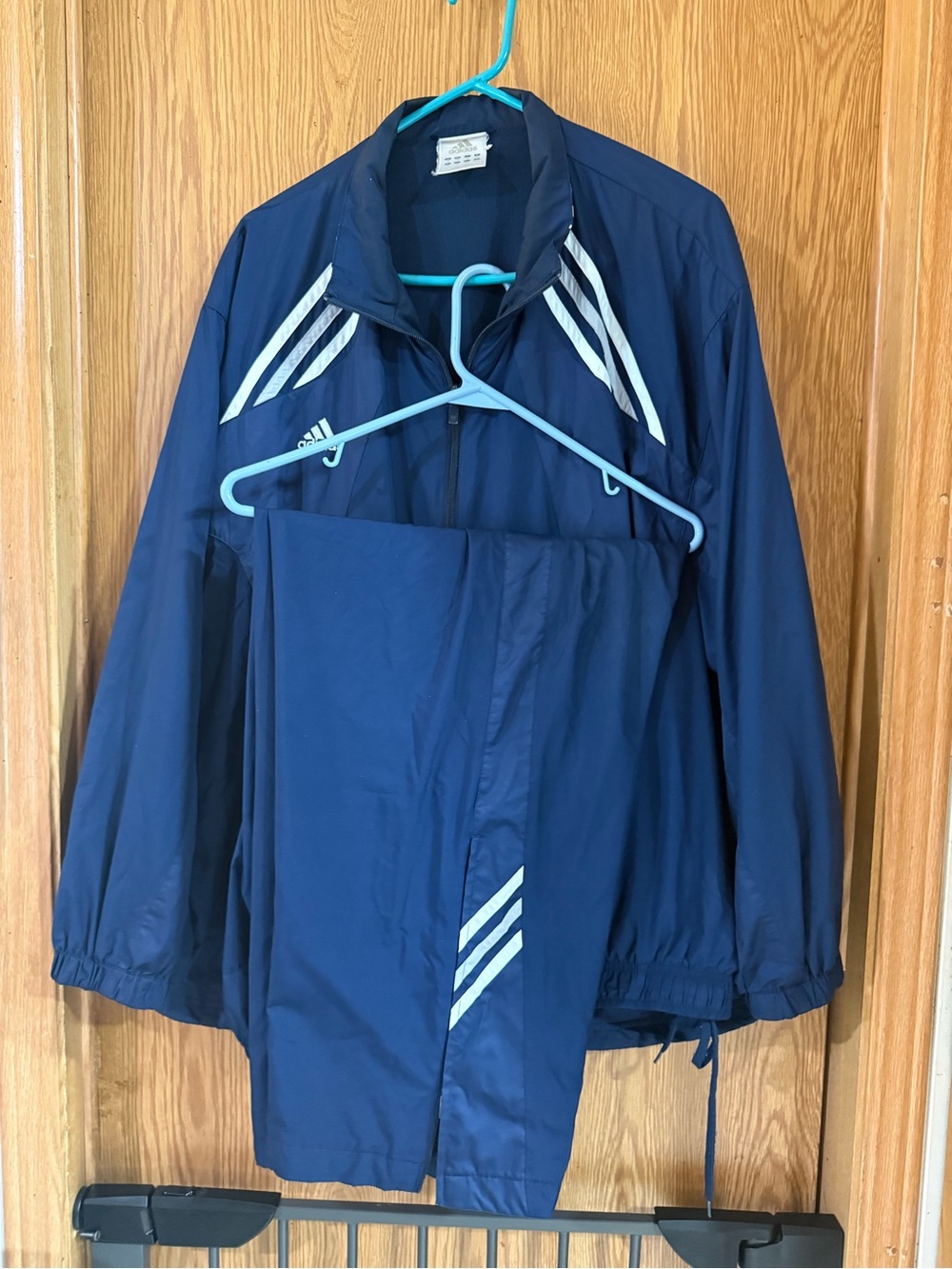 adidas Men’s Navy Blue Performance Track Jacket with White Stripes